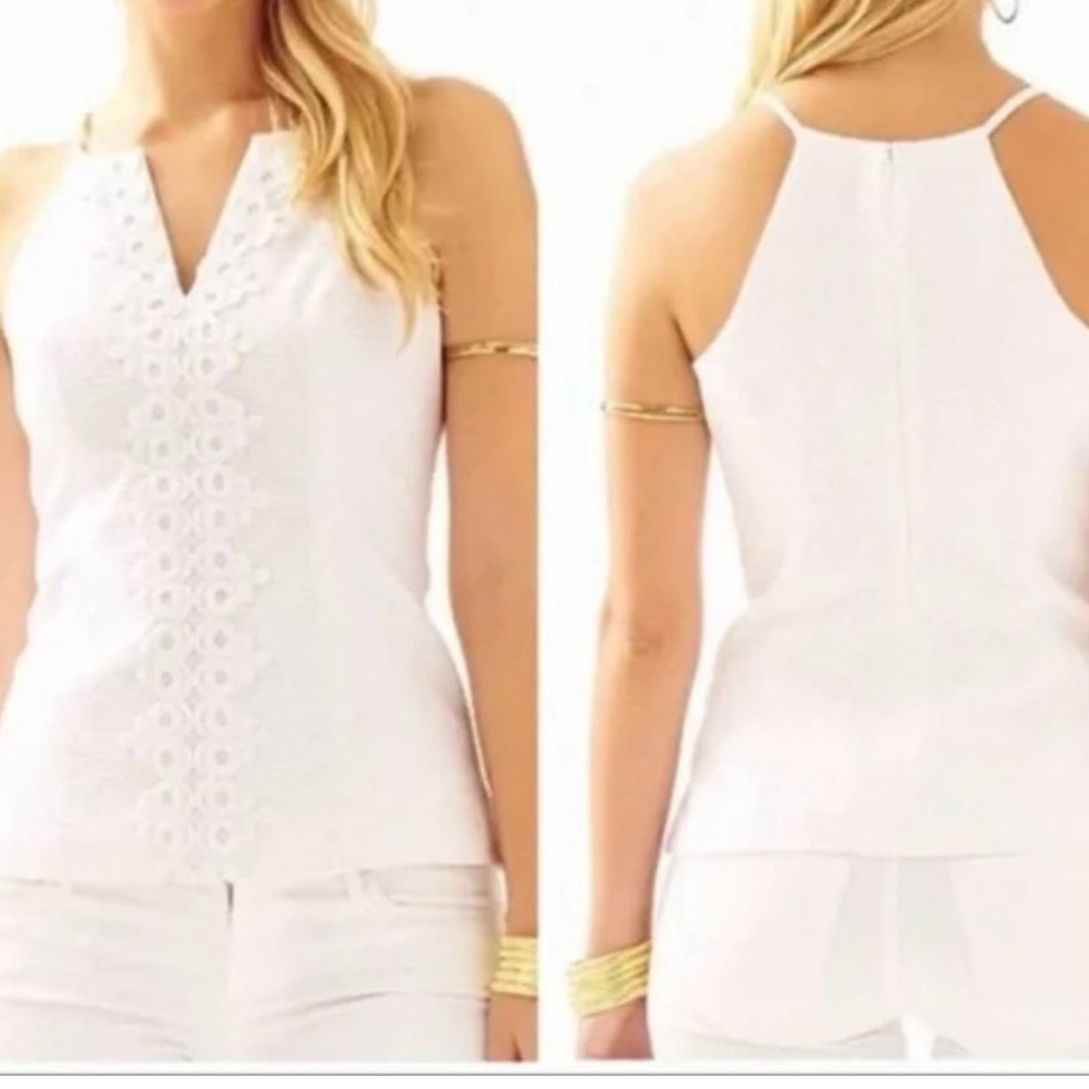 White Lilly Pulitzer Magnolia Fitted Halter Top